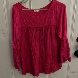 Beautiful pink top with bell sleeve at bottom